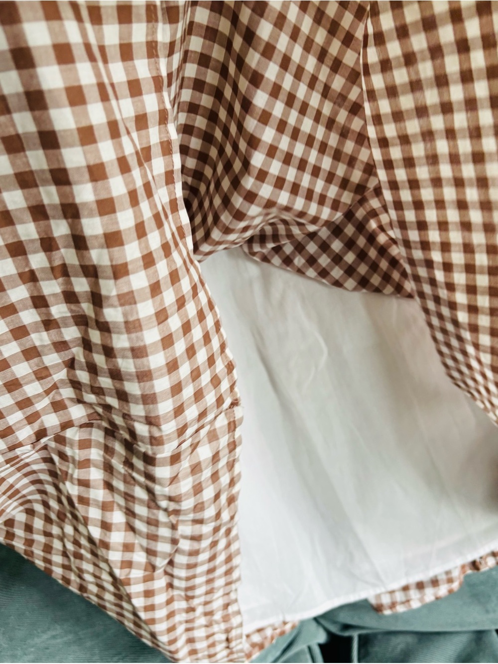 Altar'd State White Brown Gingham Maxi Dress with adjustable Straps Size Small - Picture 7 of 7